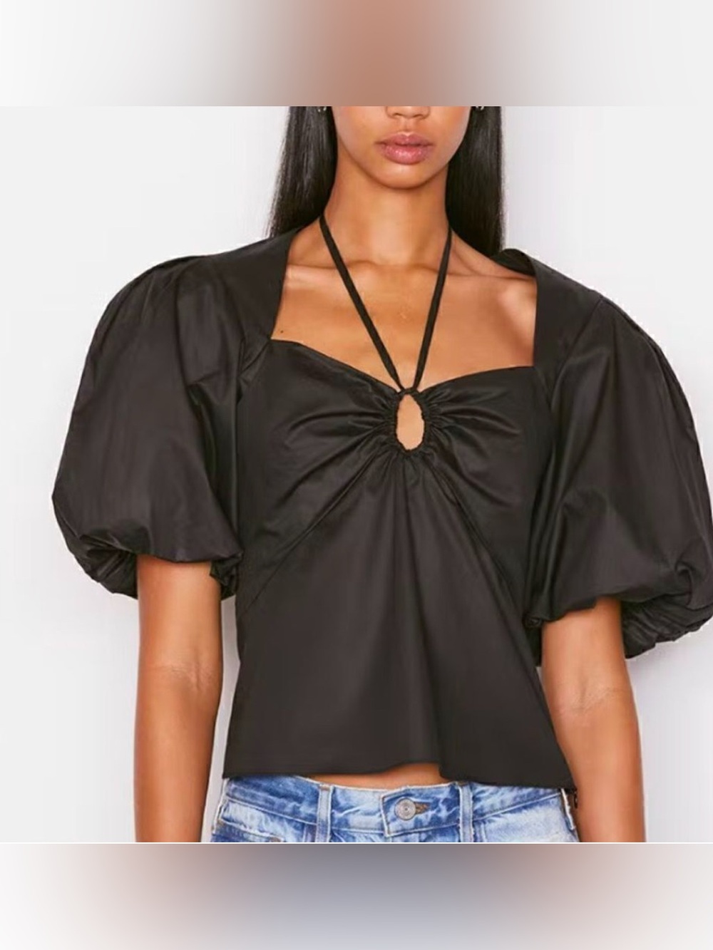 Frame tie neck top